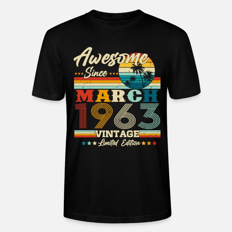 Mars 1963 Anniversaire Rétro - T-shirt bio CRAFTER Stanley Stella Unisexe - noir