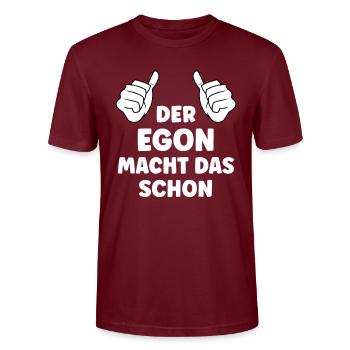 Egon Lustiger Spruch Vorname Name Egon - Stanley/Stella Unisex Bio-T-Shirt CRAFTER - Burgunderrot - Vorne - Alina (178cm) & Michal (187cm)