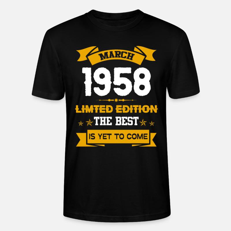 Mars 1958 Cadeau d’anniversaire - T-shirt bio CRAFTER Stanley Stella Unisexe - noir