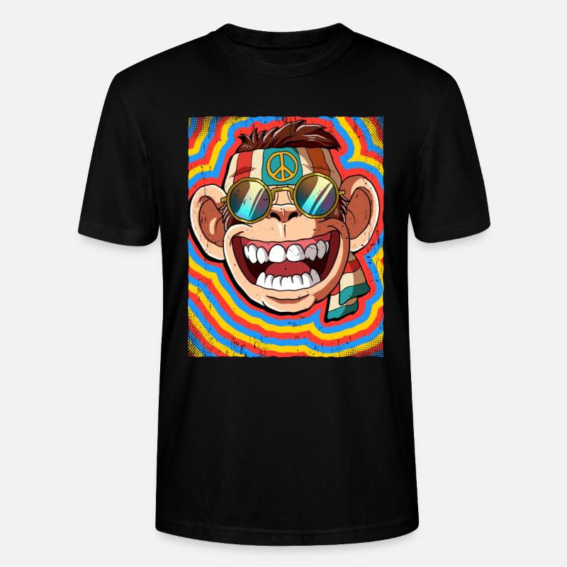 Hippie Affe Psychedelisch Trippy - Stanley/Stella Unisex Bio-T-Shirt CRAFTER - Schwarz