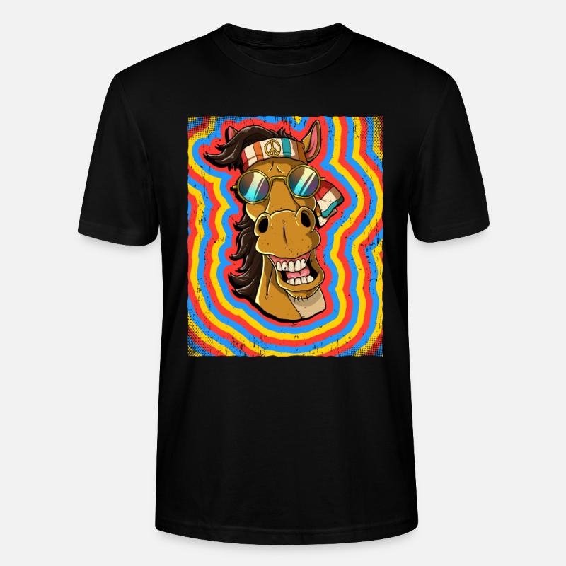 Hippie Pferd Psychedelisch Trippy - Stanley/Stella Unisex Bio-T-Shirt CRAFTER - Schwarz