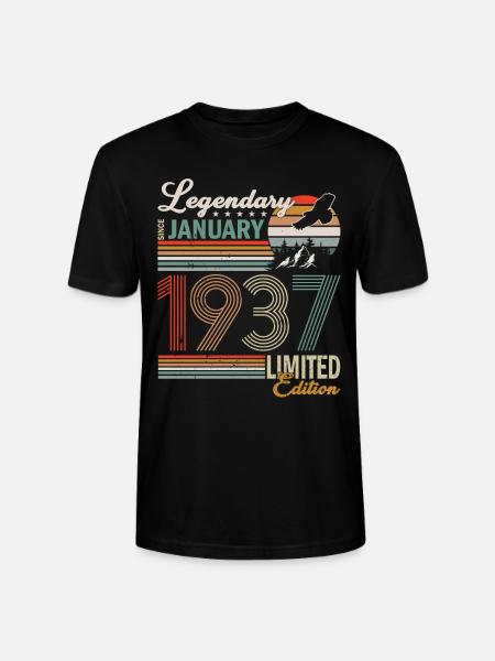 January 1937 Birthday Man - Stanley/Stella CRAFTER Unisex Organic T-Shirt - black