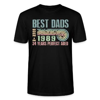 Die Besten Väter Sind 1989 Geboren, 34 Jahre Alt, - Stanley/Stella Unisex Bio-T-Shirt CRAFTER - Schwarz - Vorne - Alina (178cm) & Michal (187cm)