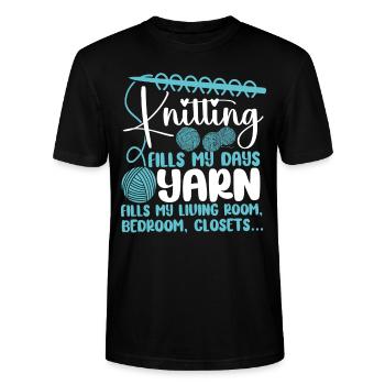 Knitting Knitter Knitting Fills My - Stanley/Stella CRAFTER Unisex Organic T-Shirt - black - Front - Alina (178cm) & Michal (187cm)