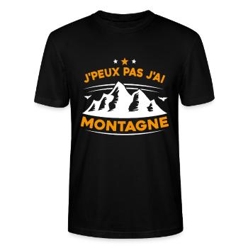 J'peux pas j'ai Montagne Humour - T-shirt bio CRAFTER Stanley Stella Unisexe - noir - Devant - Alina (178cm) & Michal (187cm)
