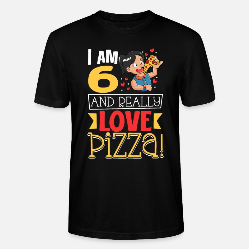 Ich bin 6 - Mädchen Pizza - Stanley/Stella Unisex Bio-T-Shirt CRAFTER - Schwarz