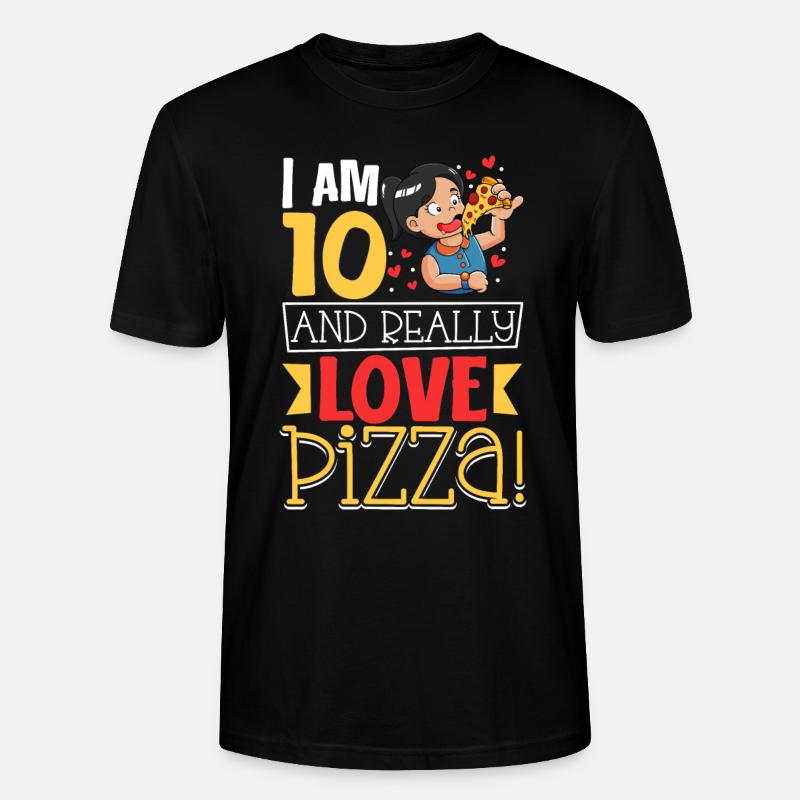 Ich bin 10 - Mädchen Pizza - Stanley/Stella Unisex Bio-T-Shirt CRAFTER - Schwarz