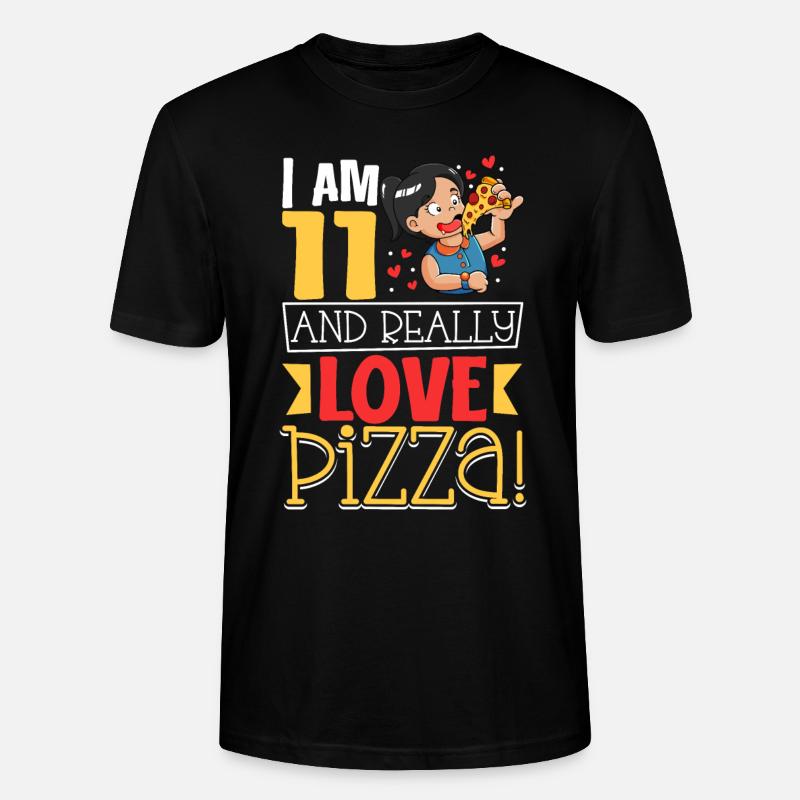 Ich bin 11 - Mädchen Pizza - Stanley/Stella Unisex Bio-T-Shirt CRAFTER - Schwarz