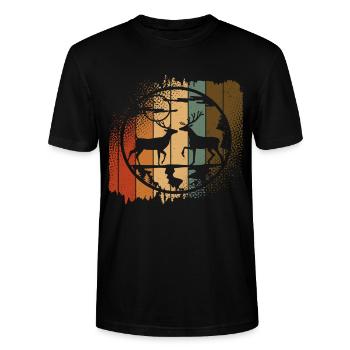 Reh - Stanley/Stella Unisex Bio-T-Shirt CRAFTER - Schwarz - Vorne - Alina (178cm) & Michal (187cm)