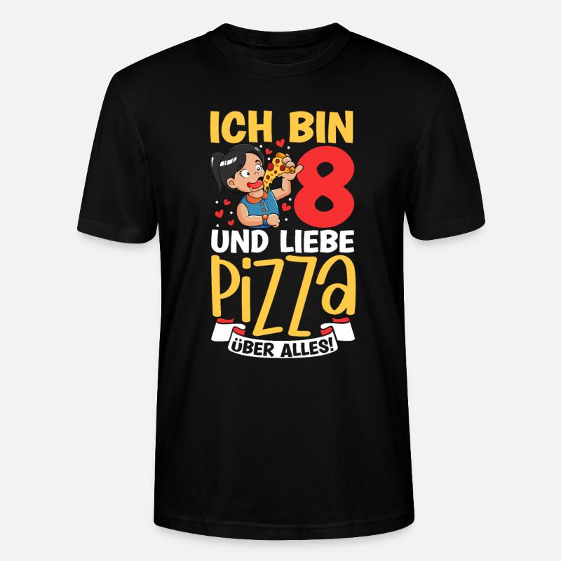 Ich bin 8 - Mädchen Pizza - Stanley/Stella Unisex Bio-T-Shirt CRAFTER - Schwarz