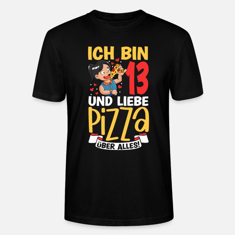 Ich bin 13 - Mädchen Pizza - Stanley/Stella Unisex Bio-T-Shirt CRAFTER - Schwarz