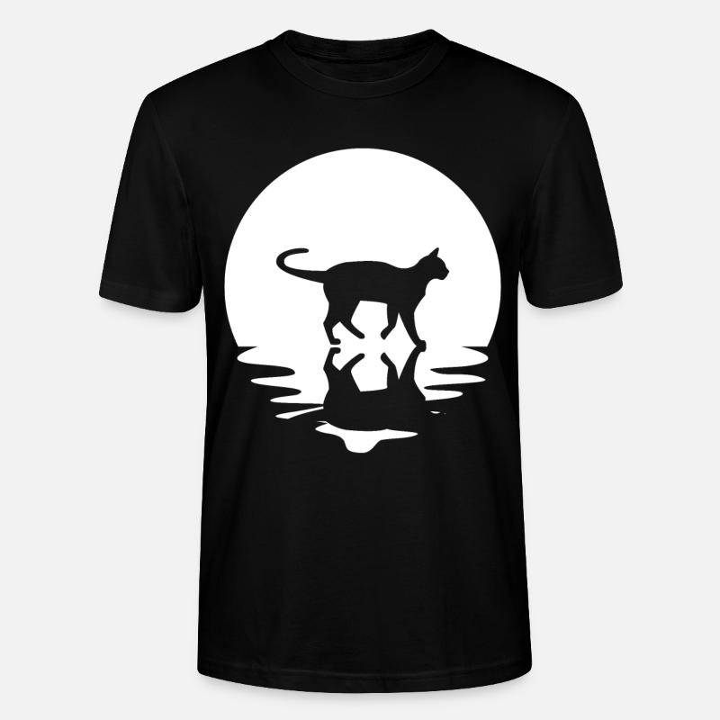 Cercle et réflexion - Chat - - T-shirt bio CRAFTER Stanley Stella Unisexe - noir