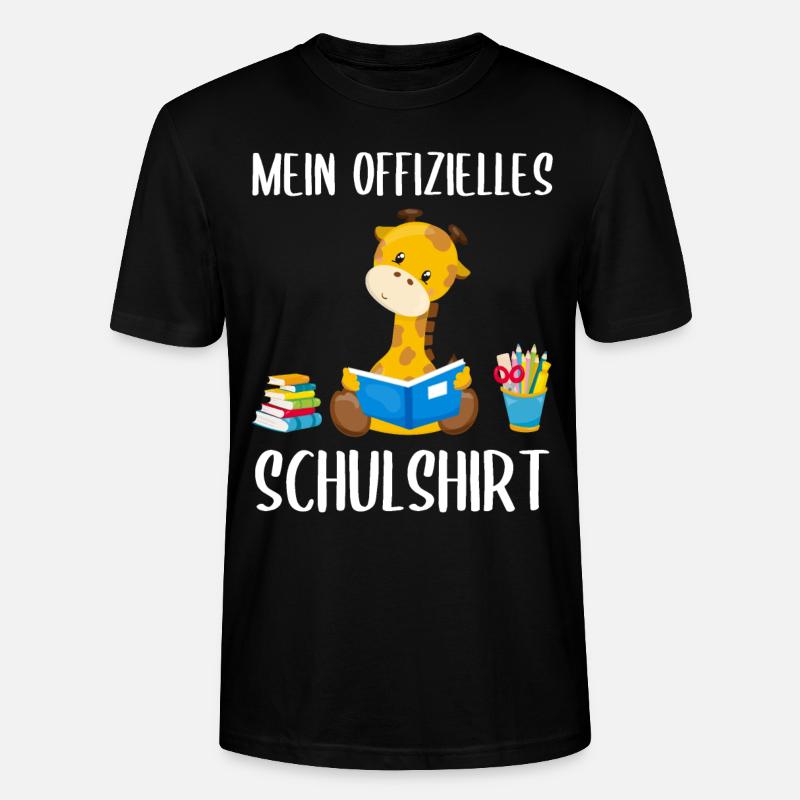 Giraffe Schulshirt Schulbeginn Schule Geschenk - Stanley/Stella Unisex Bio-T-Shirt CRAFTER - Schwarz