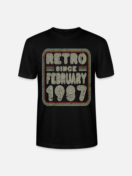 Anniversaire Février 1987 Retro Gift - T-shirt bio CRAFTER Stanley Stella Unisexe - noir