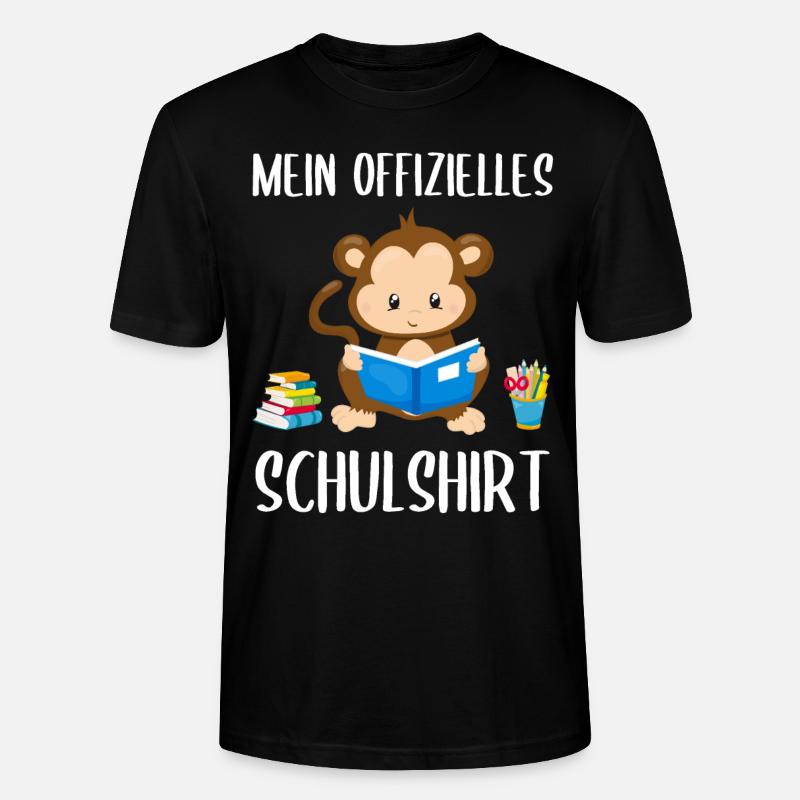 Affe Schulshirt Schulbeginn Schule Geschenk - Stanley/Stella Unisex Bio-T-Shirt CRAFTER - Schwarz