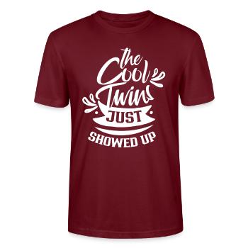 The cool twins just popped up Humor - Stanley/Stella CRAFTER Unisex Organic T-Shirt - burgundy - Front - Alina (178cm) & Michal (187cm)