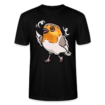 Robin Bird Kawaii Humørikon - Stanley Stella CRAFTER unisex økologisk-T-shirt - sort - Foran - Alina (178cm) & Michal (187cm)
