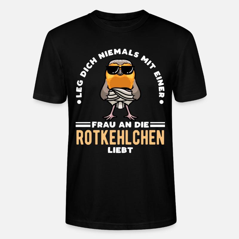 Rotkehlchen Vogel - Stanley/Stella Unisex Bio-T-Shirt CRAFTER - Schwarz