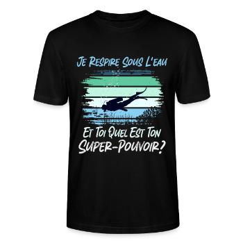 Je Respire sous l'eau quel est ton super pouvoir - T-shirt bio CRAFTER Stanley Stella Unisexe - noir - Devant - Alina (178cm) & Michal (187cm)