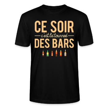 Ce Soir C'est La Tournée Des Bars Alcool Apéro - T-shirt bio CRAFTER Stanley Stella Unisexe - noir - Devant - Alina (178cm) & Michal (187cm)