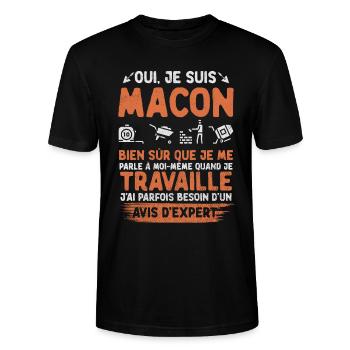 Maçon Maçonnerie oui, je suis macon bien sûr que - T-shirt bio CRAFTER Stanley Stella Unisexe - noir - Devant - Alina (178cm) & Michal (187cm)
