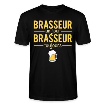 Brasseur Un Jour Brasseur Toujours Bière Humour - T-shirt bio CRAFTER Stanley Stella Unisexe - noir - Devant - Alina (178cm) & Michal (187cm)