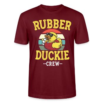 Rubber Duck Yellow Duck Crew Bathing Ducks Ducks - Stanley/Stella CRAFTER Unisex Organic T-Shirt - burgundy - Front - Alina (178cm) & Michal (187cm)