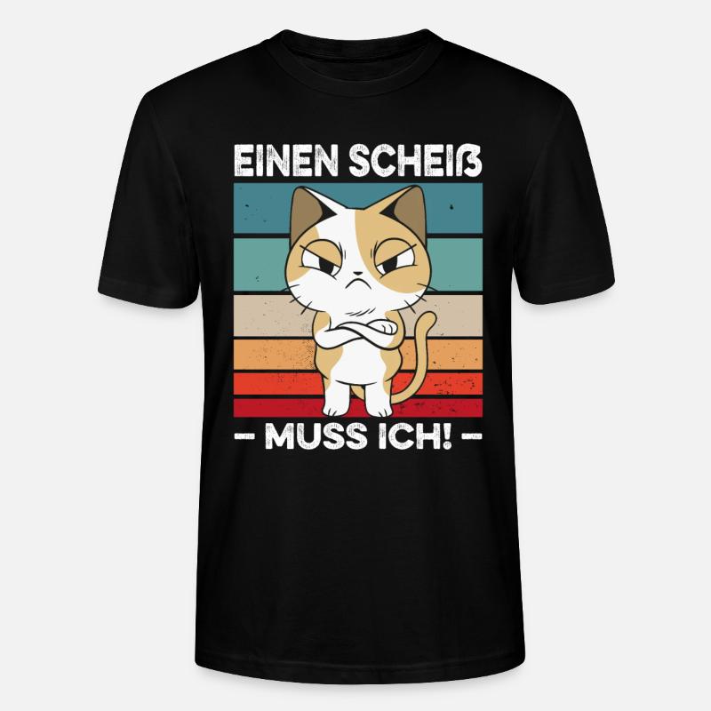 Einen Scheiß muss ich Spruch Katze Retro - Stanley/Stella Unisex Bio-T-Shirt CRAFTER - Schwarz