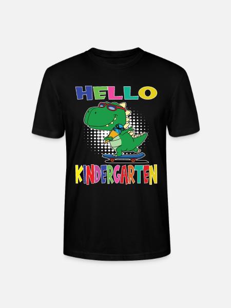 Hello Kindergarten Skateboarding Dino - Stanley/Stella CRAFTER Unisex Organic T-Shirt - black
