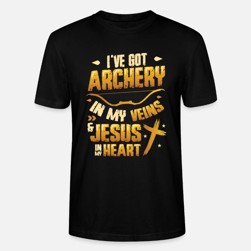 Religious archer, Archery - Stanley/Stella CRAFTER Unisex Organic T-Shirt - black