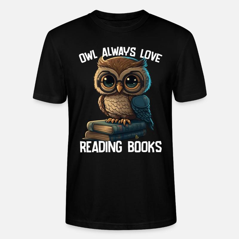 Eule liest immer gerne Bücher - Stanley/Stella Unisex Bio-T-Shirt CRAFTER - Schwarz