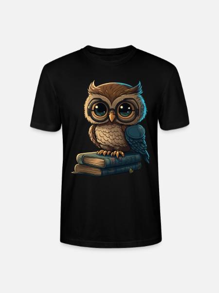 Eule und Bücher - Stanley/Stella Unisex Bio-T-Shirt CRAFTER - Schwarz