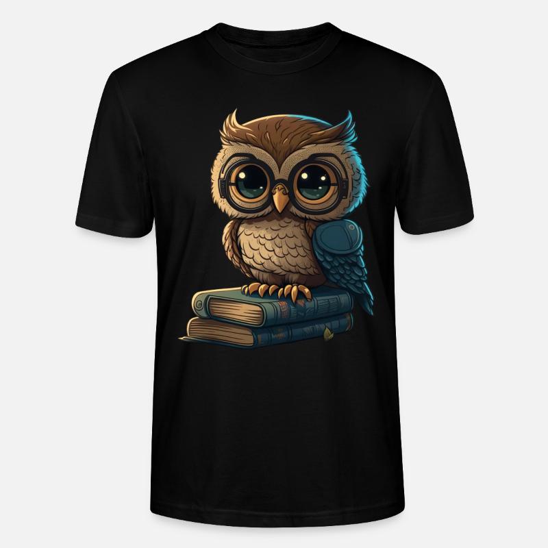 Eule und Bücher - Stanley/Stella Unisex Bio-T-Shirt CRAFTER - Schwarz