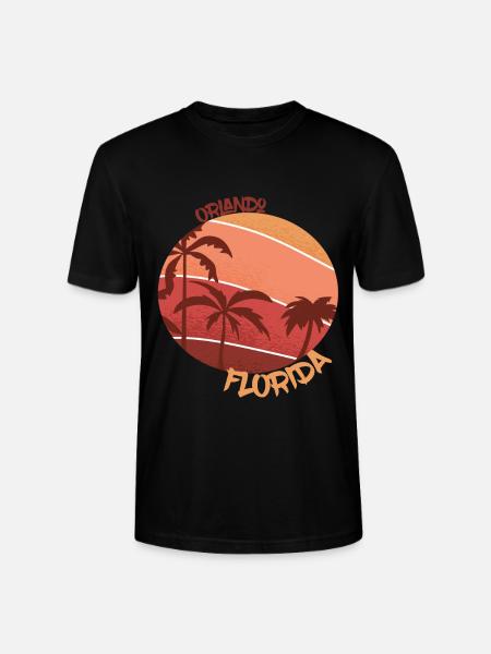 Florida Retro Palm Orlando Holiday Ocean Surfing - Stanley/Stella CRAFTER Unisex Organic T-Shirt - black