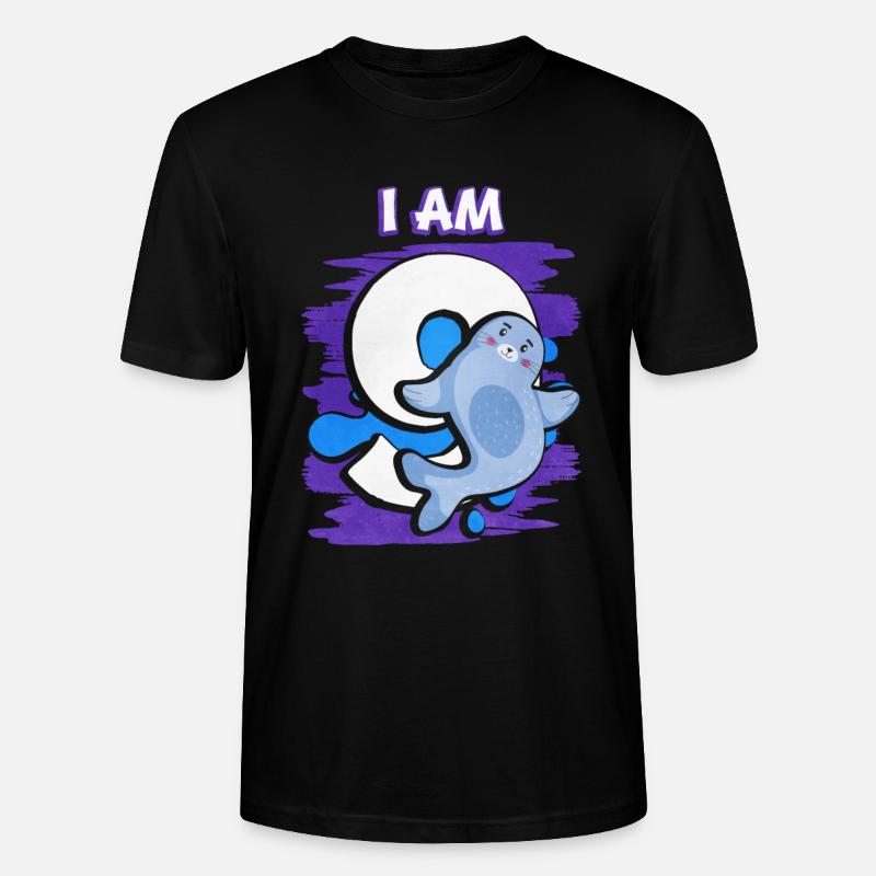 Ich Bin 9 Robbe - Stanley/Stella Unisex Bio-T-Shirt CRAFTER - Schwarz