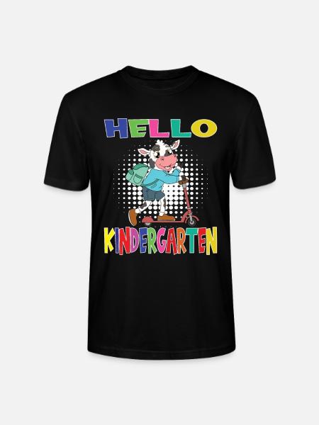 Hello Kindergarten Cow With Scooter - Stanley/Stella CRAFTER Unisex Organic T-Shirt - black