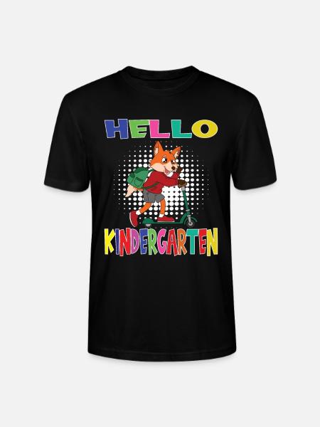 Hello Kindergarten Fox With Scooter - Stanley/Stella CRAFTER Unisex Organic T-Shirt - black