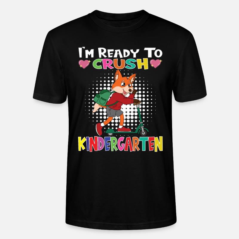 I'm Ready To Crush Kindergarten Fox With Scooter - Stanley/Stella Unisex Bio-T-Shirt CRAFTER - Schwarz