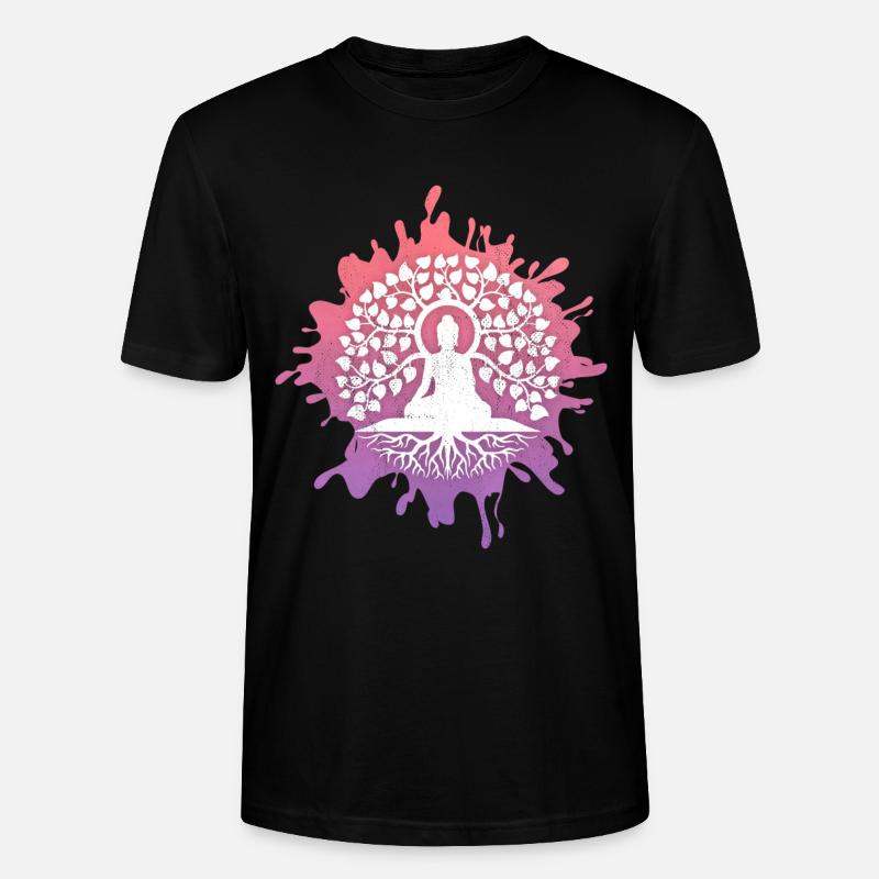 Yoga, Buddha mit Lebensbaum, Bodhi-Baum - Stanley/Stella Unisex Bio-T-Shirt CRAFTER - Schwarz