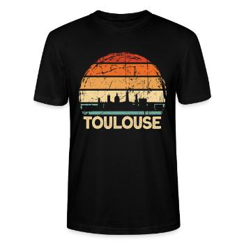 Toulouse - T-shirt bio CRAFTER Stanley Stella Unisexe - noir - Devant - Alina (178cm) & Michal (187cm)
