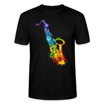 Splash Saxophone Musical Musician Saxophonist - Stanley/Stella Unisex Bio-T-Shirt CRAFTER - Schwarz - Vorne - Alina (178cm) & Michal (187cm)