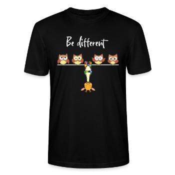 Be Different Giraffe Puzzle Autismus - Stanley/Stella Unisex Bio-T-Shirt CRAFTER - Schwarz - Vorne - Alina (178cm) & Michal (187cm)