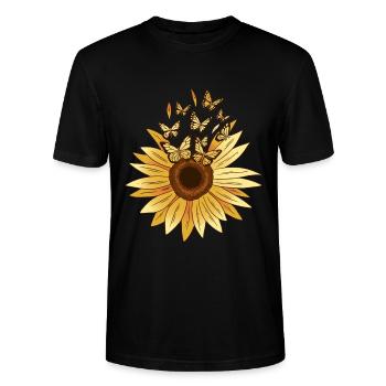 Tournesol avec papillons Tournesol Papillon - T-shirt bio CRAFTER Stanley Stella Unisexe - noir - Devant - Alina (178cm) & Michal (187cm)