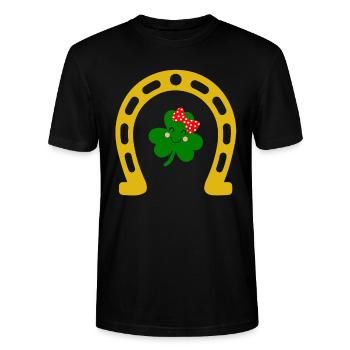 St Patricks Day Accessories Ireland Shamrock Decoration - Stanley/Stella CRAFTER Unisex Organic T-Shirt - black - Front - Alina (178cm) & Michal (187cm)
