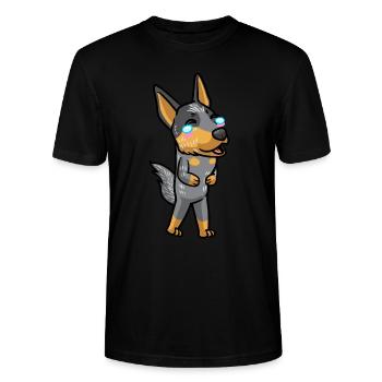 Émoticône Kawaii du bouvier australien Blue Heeler - T-shirt bio CRAFTER Stanley Stella Unisexe - noir - Devant - Alina (178cm) & Michal (187cm)