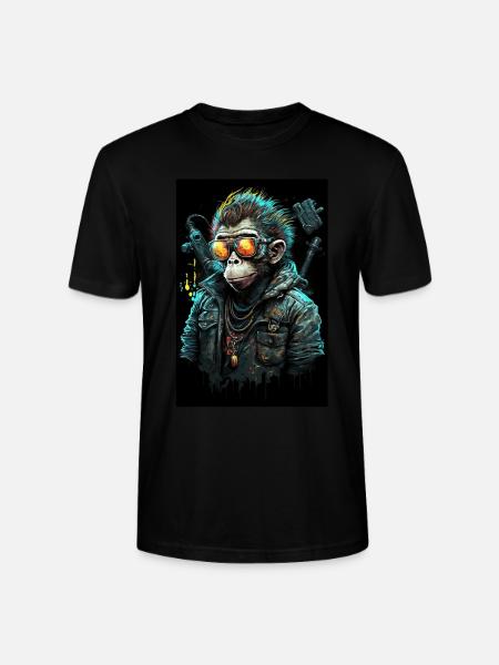 Punk Monkey With Sunglasses - Stanley/Stella CRAFTER Unisex Organic T-Shirt - black
