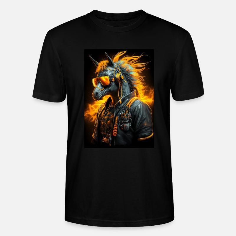 Cooles Biker-Pferd - Stanley/Stella Unisex Bio-T-Shirt CRAFTER - Schwarz