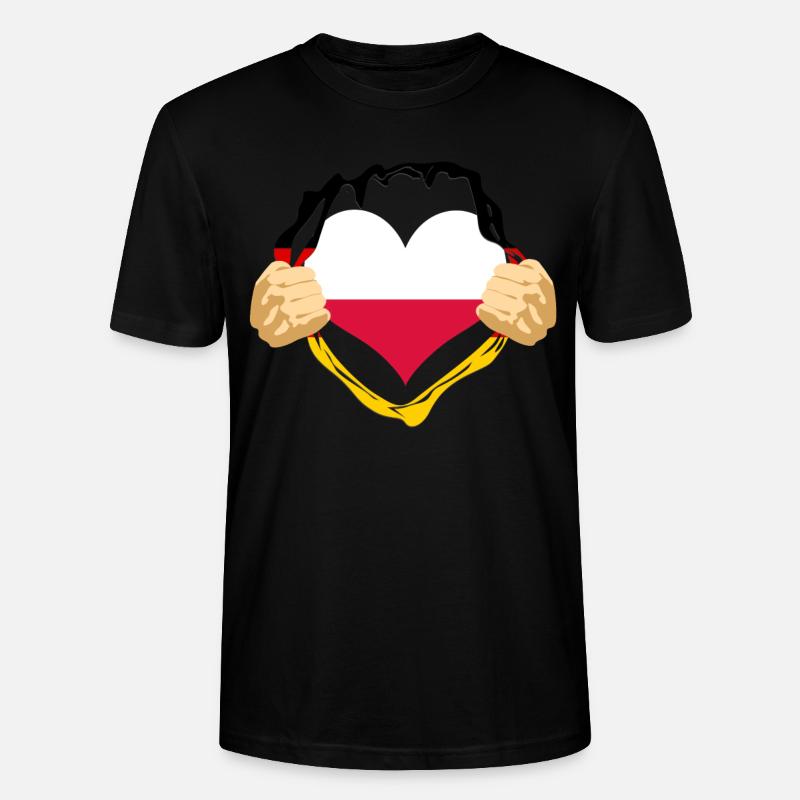 Polen Herz Polnisch Deutsch - Stanley/Stella Unisex Bio-T-Shirt CRAFTER - Schwarz