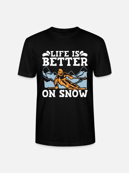 Cross Country Skiing Life Is Better On Snow Skiing - Stanley/Stella CRAFTER Unisex Organic T-Shirt - black
