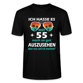55 Jahre alt - 55. Geburtstag Mann Frau Lustig - Stanley/Stella Unisex Bio-T-Shirt CRAFTER - Schwarz - Vorne - Alina (178cm) & Michal (187cm)